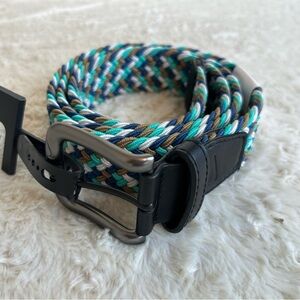 Nike Men's L (38-40) G-Flex Woven Stretch Golf Belt Green Blue S5045925A NEW